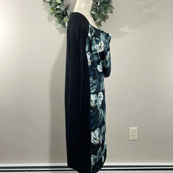 Simply Vera Vera Wang Long Sleeve Black Dress Floral Front M - Picture 6 of 14